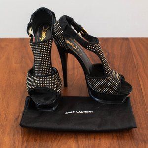 Yves Saint Laurent (YSL) Rhinestone Open Toe Pumps